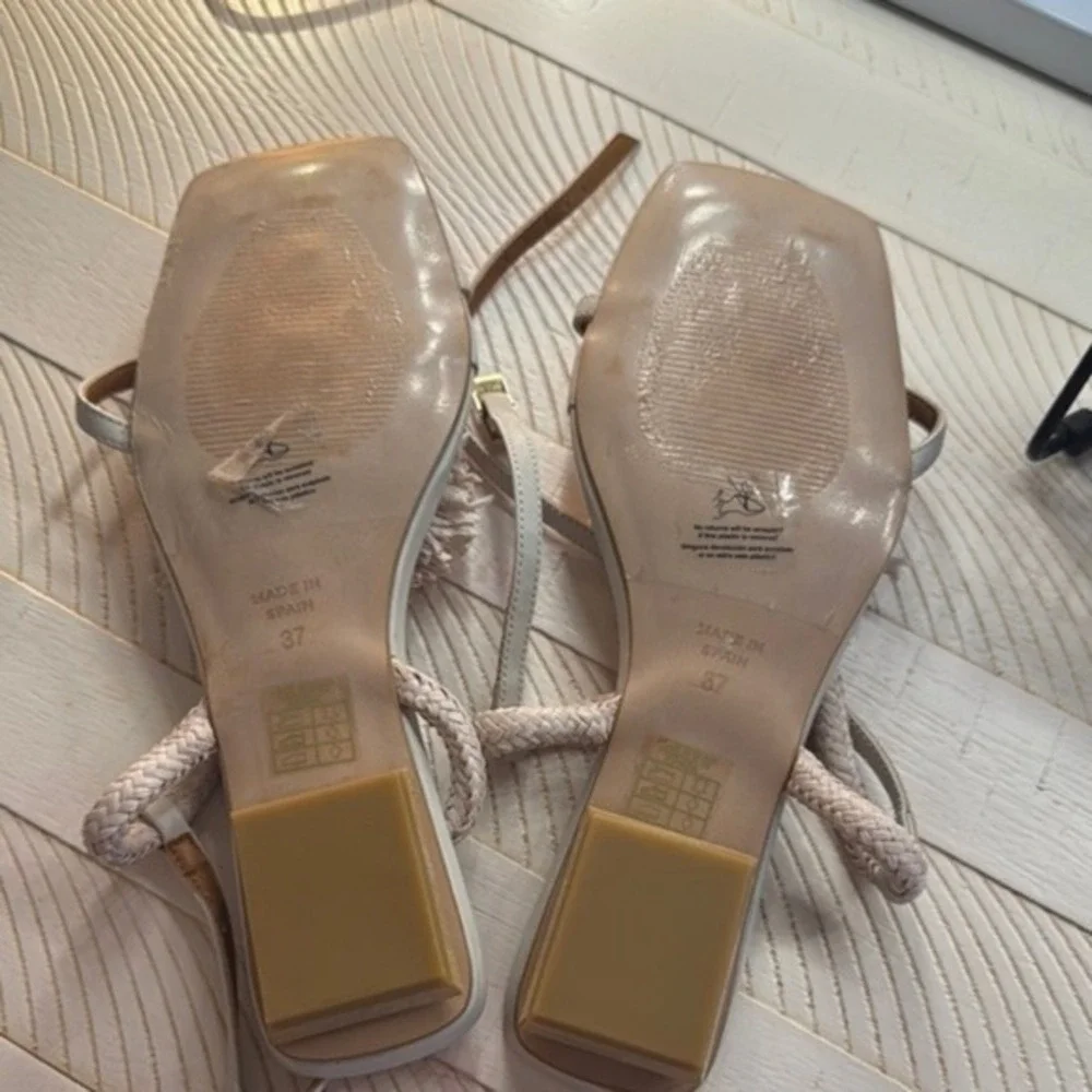 Angel Alarcon Cream White Pom-Pom Sandals